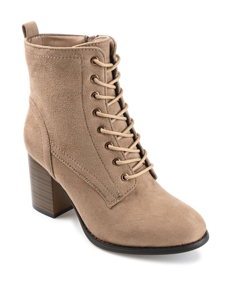 Journeebaylor Lace-Up Booties In Faux Suede Brand Newsize 10 Taupe Suede
